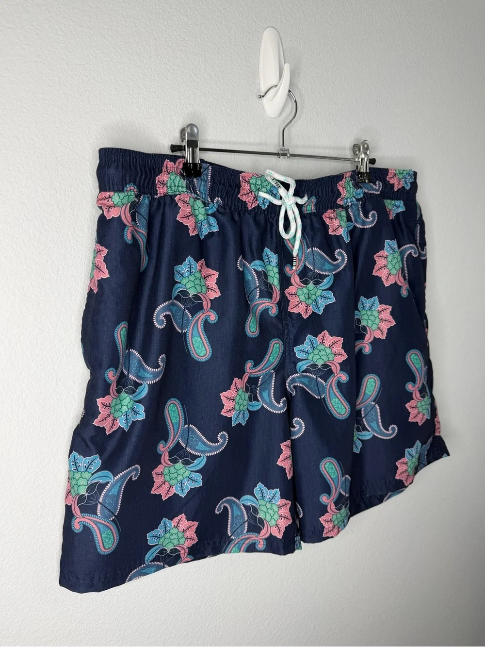 Original Use Navy Paisley Floral Swim Trunks Board Shorts Mesh Liner Size XL